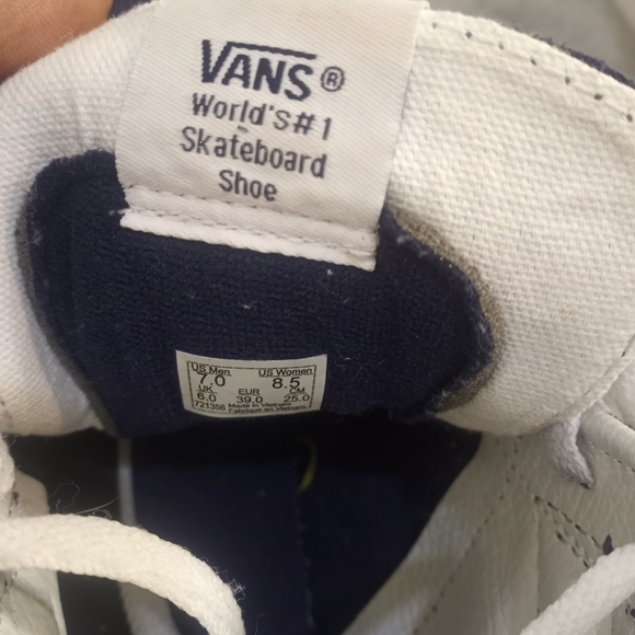 Vans Men's Blue and White High-Top Sneakers Size 7 - Picture 3 of 9